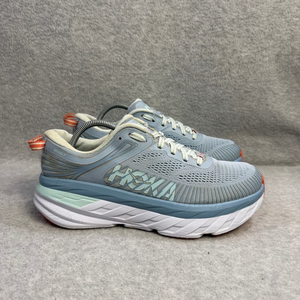 Hoka One One Women's Athletic Shoes in Light Blue, Mint & White - Picture 4 of 10